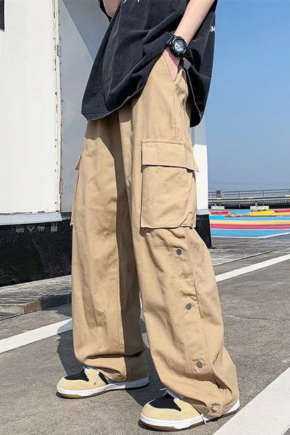 Loose Cargo Pockets Straight Casual Men Pants