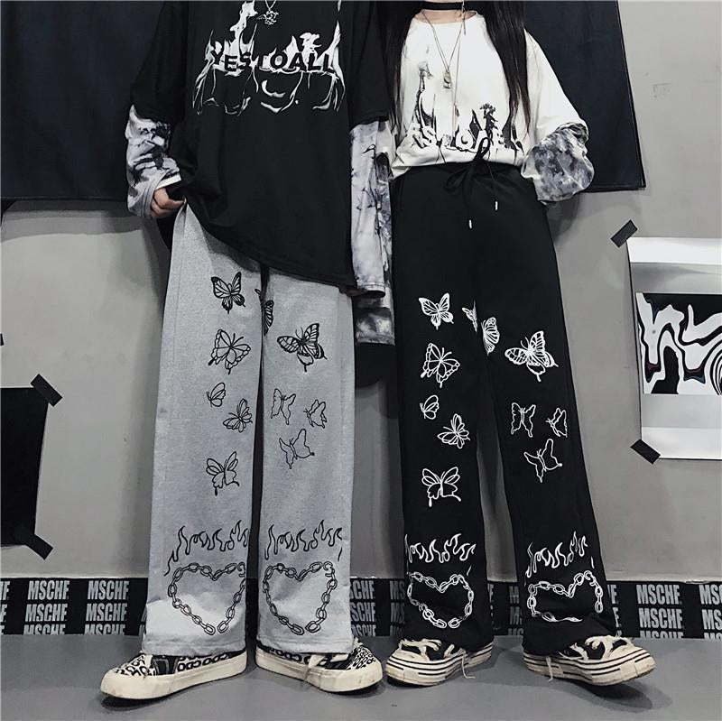 Butterfly Printed Hip Hop Long Pants
