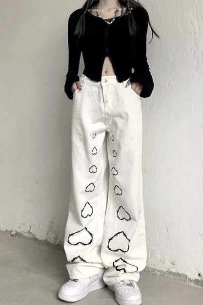 Big Love Pattern Casual Wide Leg Pants