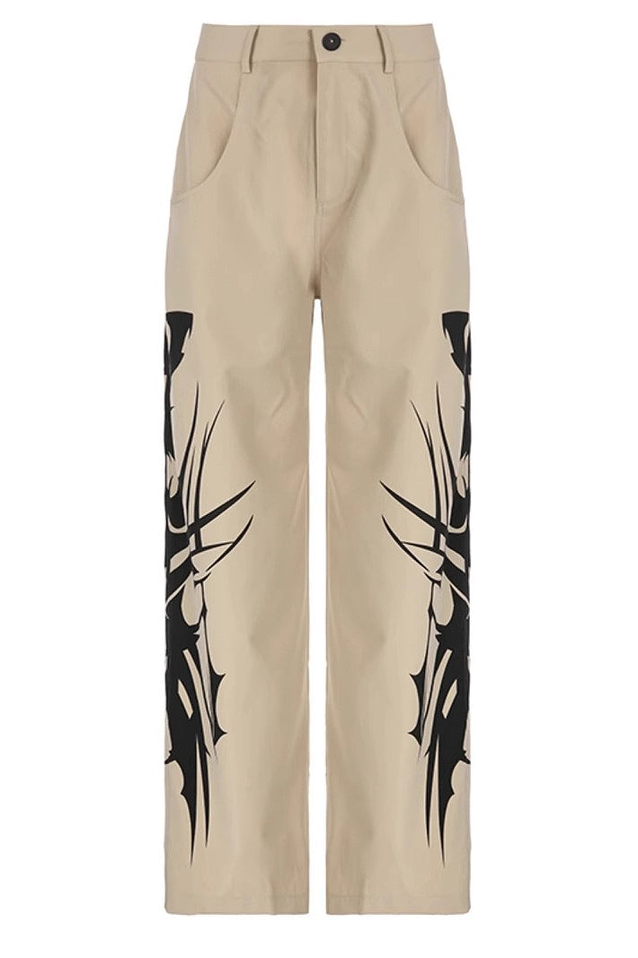 Cyber Harajuku Graphic Wide Leg Pants