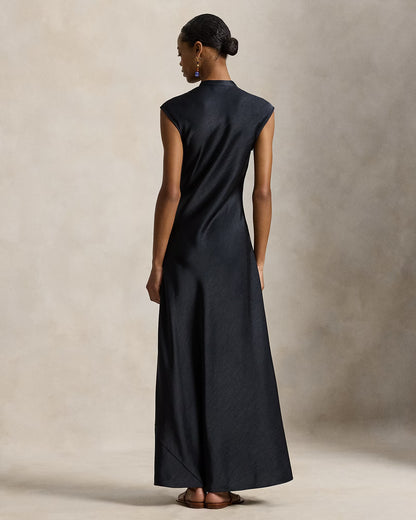 Lace-Up Satin Dress