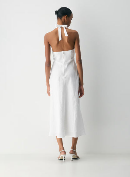 Nightscape Linen Halter Dress