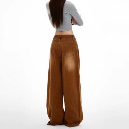 Zip-up button low rise straight leg | Baggy Low Rise Jeans  | Festival Outfits Women