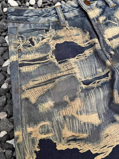 Ripped Frayed Denim Pants
