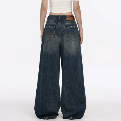 Gradient pocket button low rise straight leg | Baggy Low Rise Jeans  | Festival Outfits Women