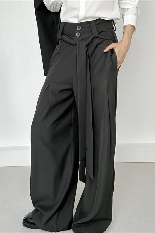 Ruched Ribbon Minimalist Chic Pants