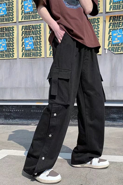 Loose Cargo Pockets Straight Casual Men Pants