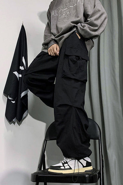 Elastic Waist Side Pocket Cargo Pants