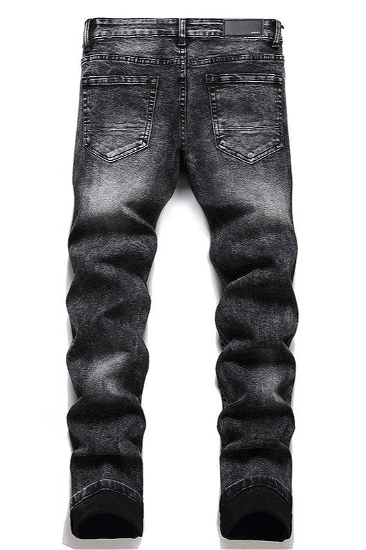 Punk Ripped Star Embroidered Denim Pants