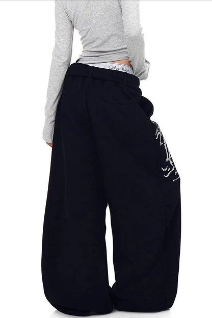 Punk Gradient Cross Fleece Wide Pants