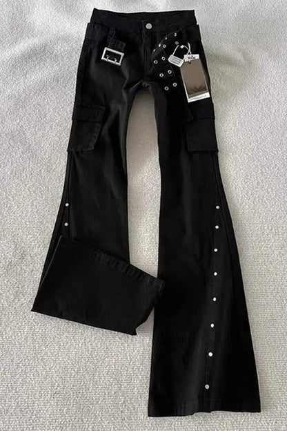 Retro Dark Gothic Flared Pants