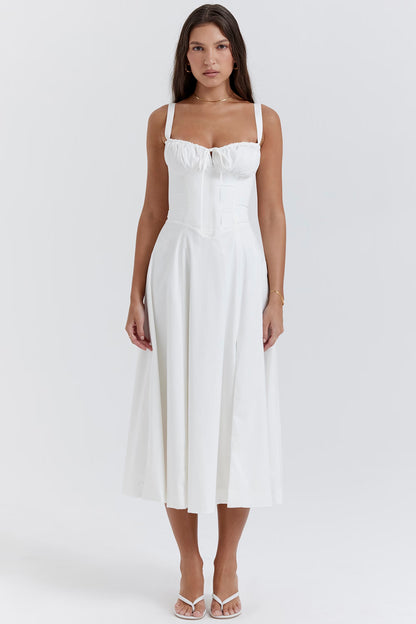 white bustier sundress