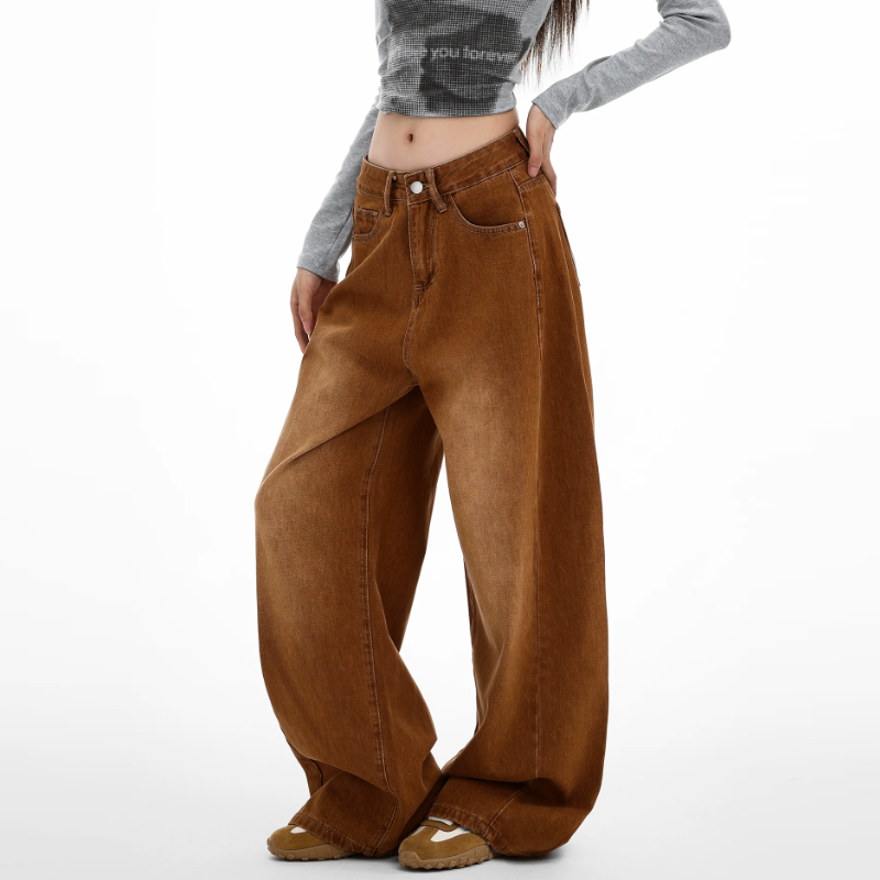 Zip-up button low rise straight leg | Baggy Low Rise Jeans  | Festival Outfits Women