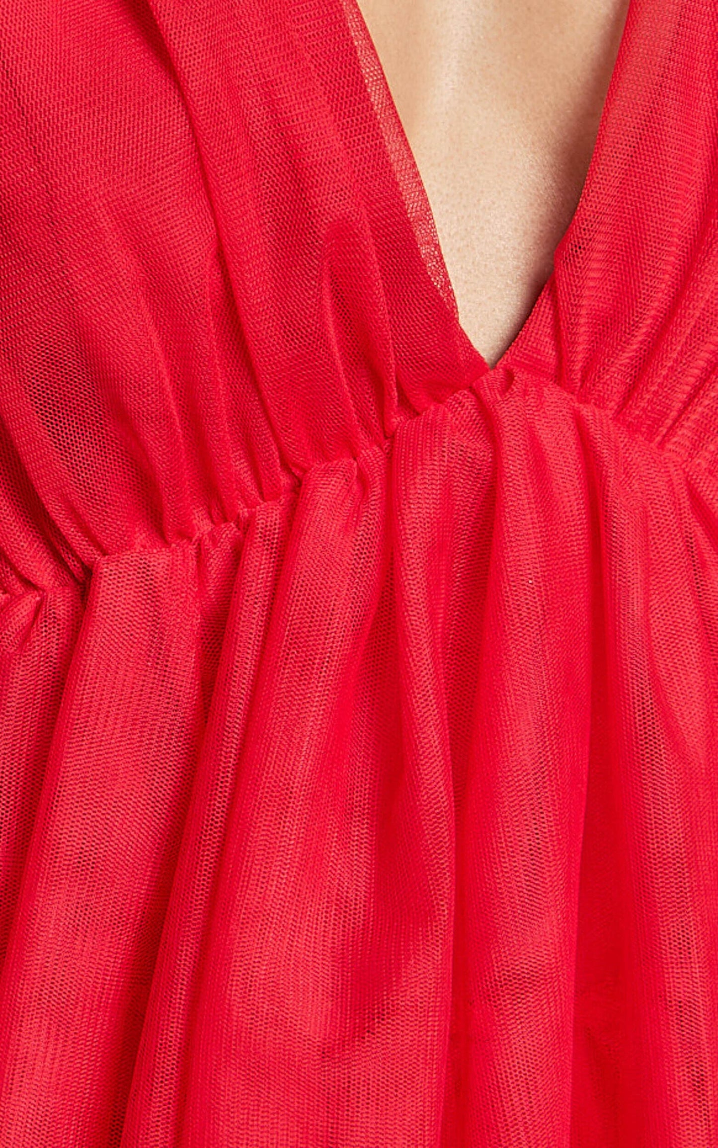 Hayden Mini Dress - Low Back Tulle Tiered Dress in Red