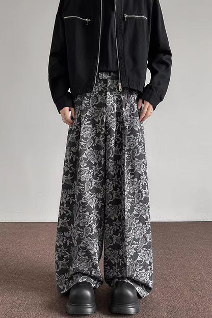 Loose Hip Hop Flowers Pattern Men Pants