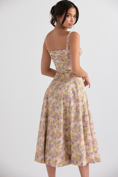 peony print bustier sundress