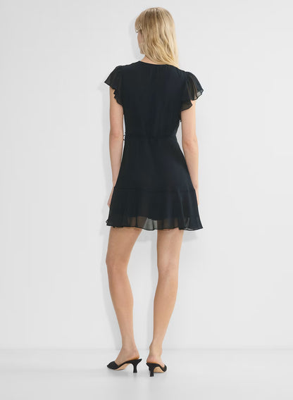 Chiffon ruffle wrap dress