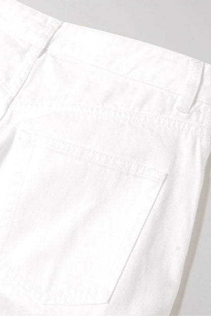 Ruffled Mid-Rise Wide-Leg Jeans