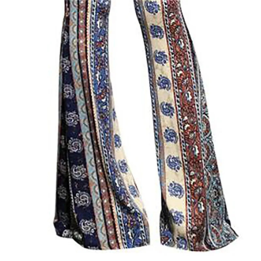 Women's Stretchy Boho Style High Waisted Flared Pants | Great for Casual Days