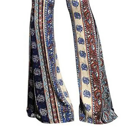 Women's Stretchy Boho Style High Waisted Flared Pants | Great for Casual Days