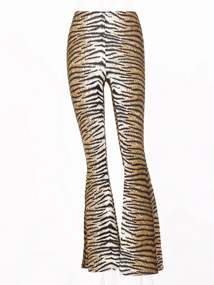 Women's Stylish Leopard Print High Waisted Flared Pants | Ideal for Everyday Wear