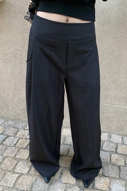 Chic Solid Pleated Wide Pants