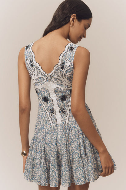 V-Neck Floral Drop Waist Dress