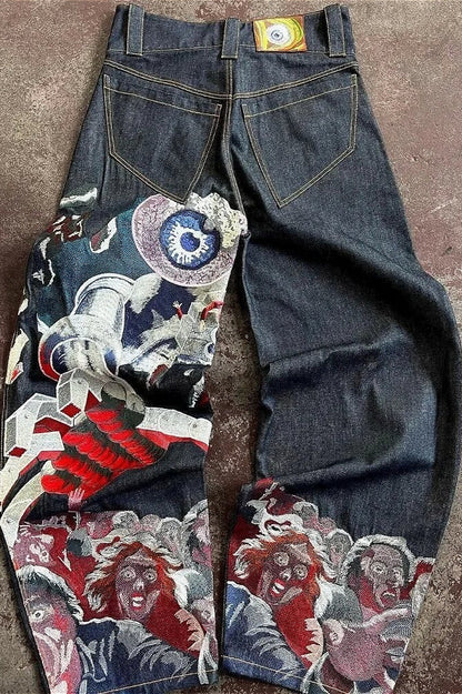 Retro Crafted Wide Leg Men's Denim Pants