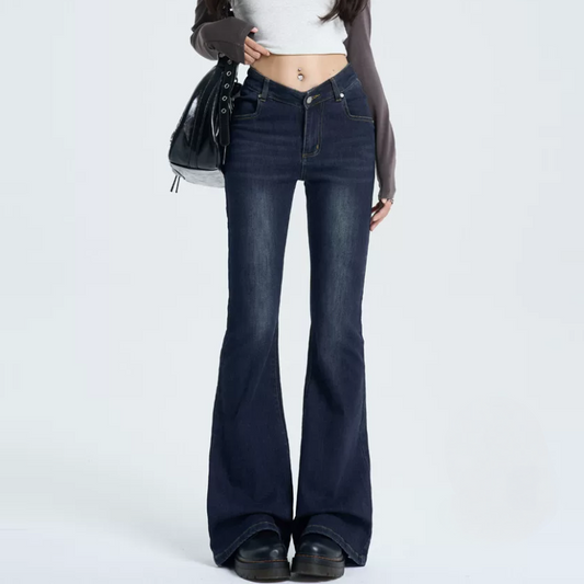 Zip-up button pocket low rise jeans | Baggy Low Rise Jeans  | Festival Outfits Women