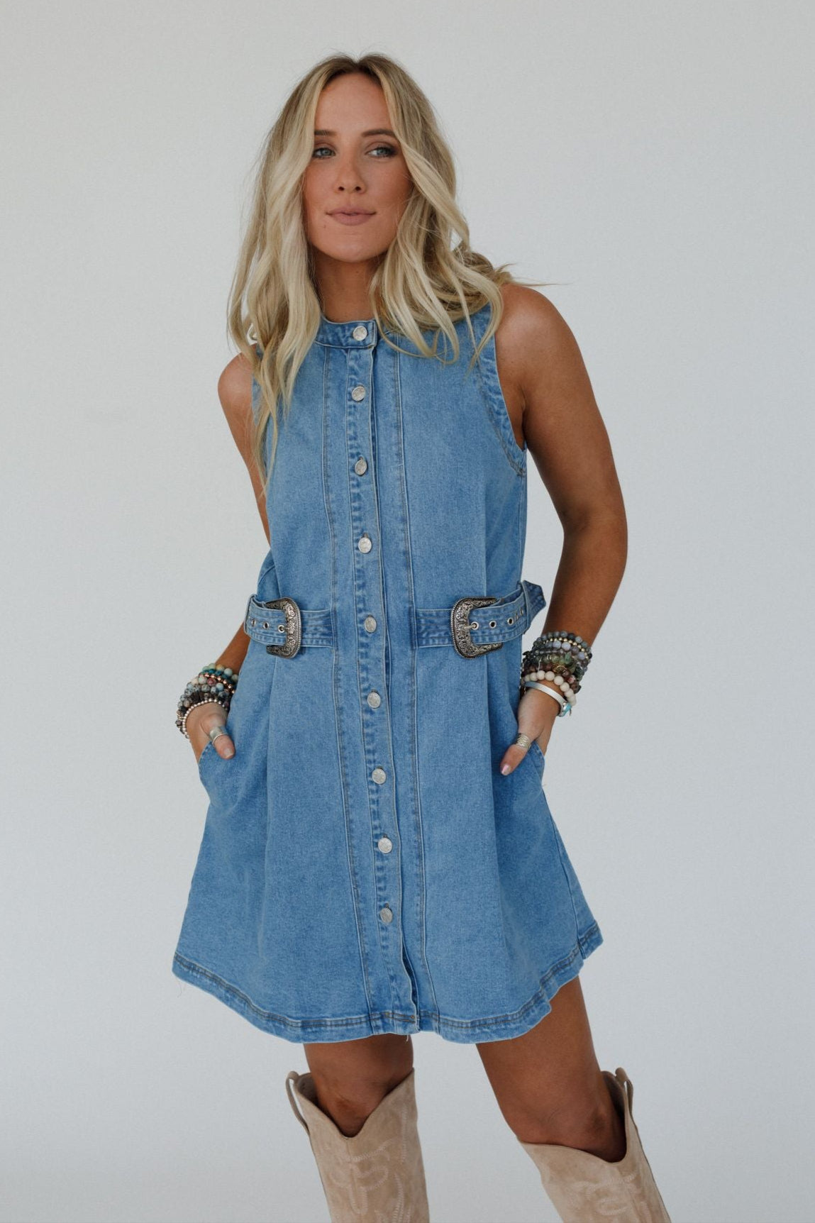 Alexandra Denim Dress - Light Wash - Pre Order