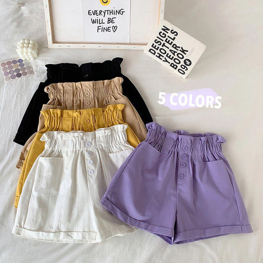 Elastic Waist Ruffle Elegant Summer Shorts