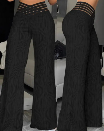 Women's Office Style High Waisted Wide Leg Flared Trousers | Ideal for All Seasons