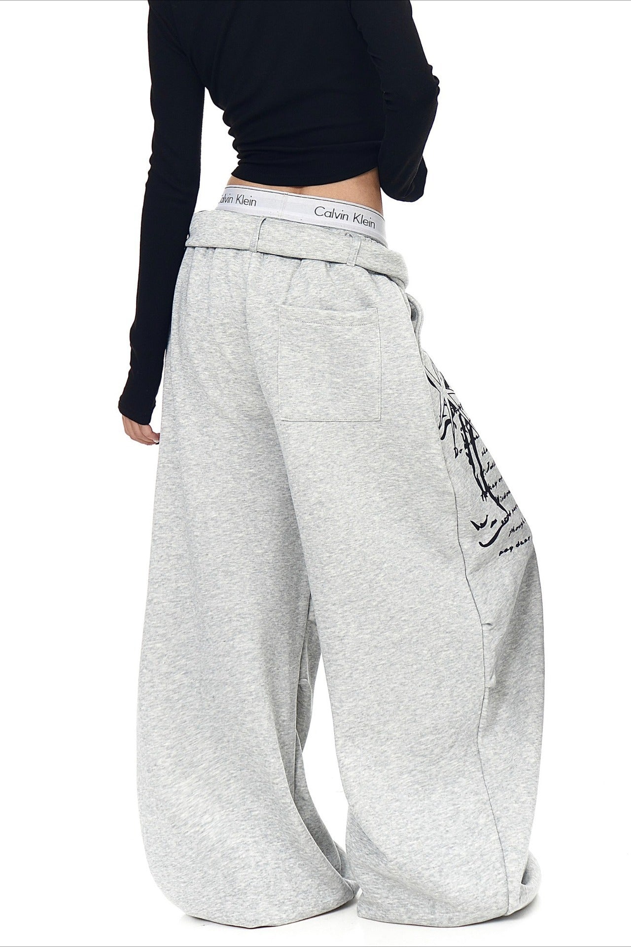 Punk Gradient Cross Fleece Wide Pants