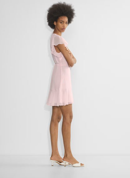 Chiffon ruffle wrap dress