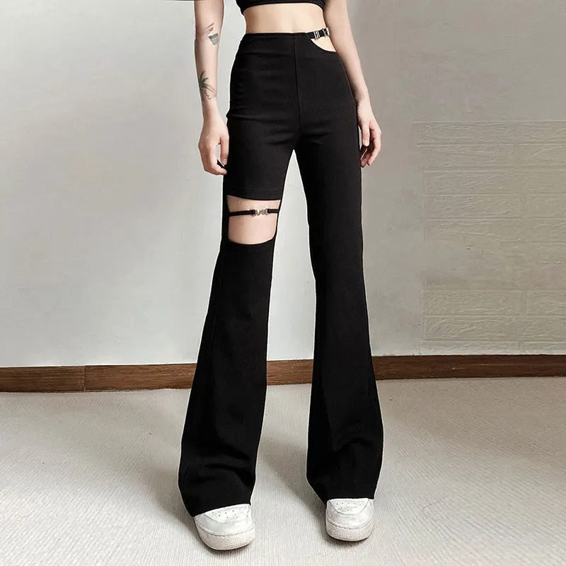 Black Utility Belt Cargo Pants