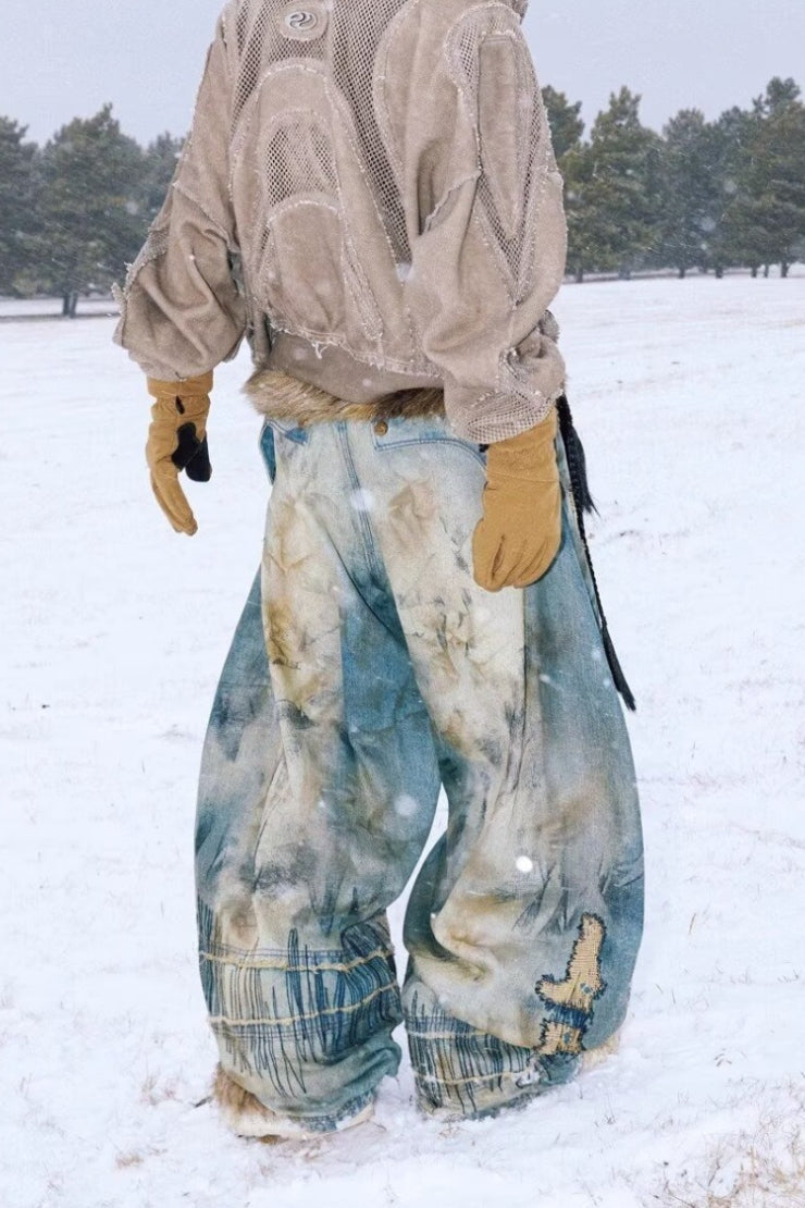Trendy Hole Patched Denim Pants