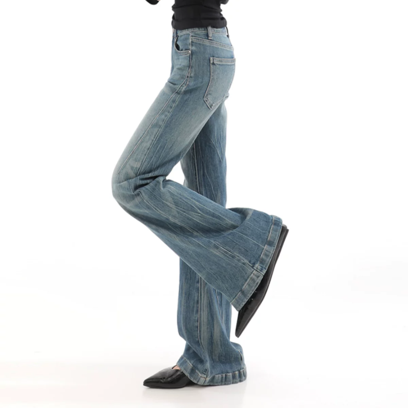 Zip-up button pocket low rise jeans | Baggy Low Rise Jeans  | Festival Outfits Women