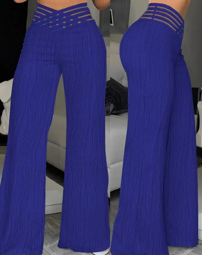 Women's Office Style High Waisted Wide Leg Flared Trousers | Ideal for All Seasons