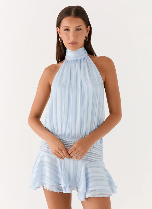 Willow Chiffon Mini Dress - Blue