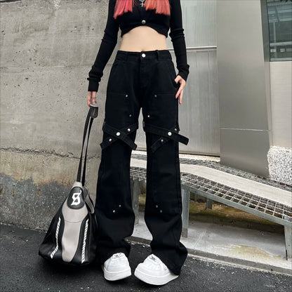 Black Utility Belt Cargo Pants