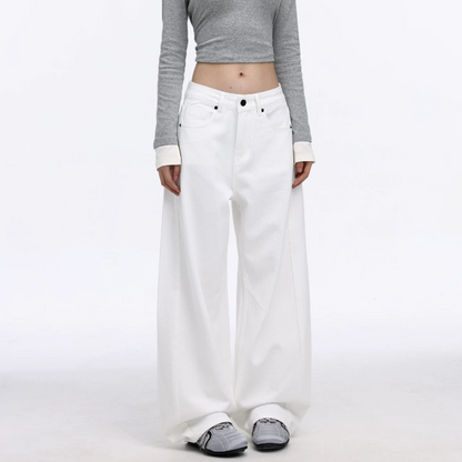 Pocket solid button low rise wide leg | Baggy Low Rise Jeans  | Festival Outfits Women