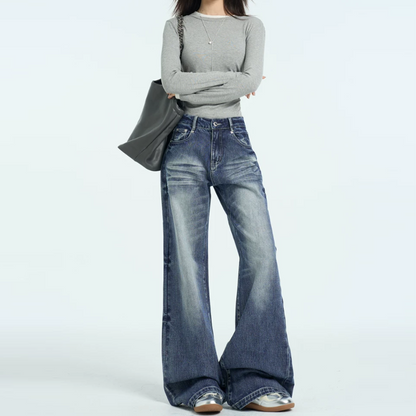 Button Gradient zip-up low rise jeans | Baggy Low Rise Jeans  | Festival Outfits Women