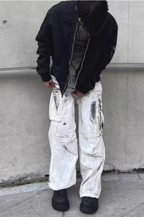 White Tie Dye Floor Length Pants