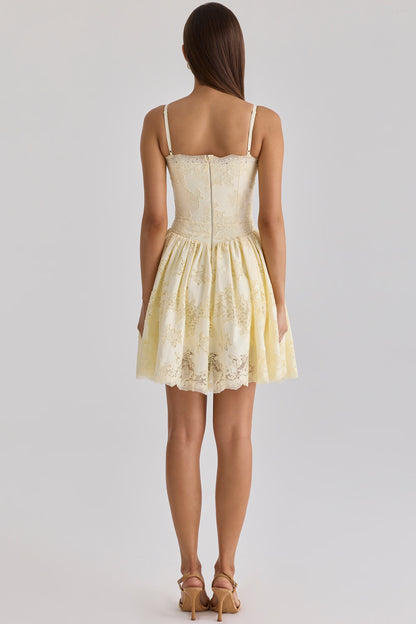 lemon custom lace cotton broderie anglaise mini dress