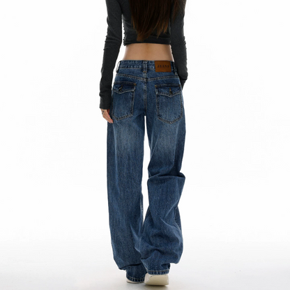 Button zip-up pocket low rise straight leg | Baggy Low Rise Jeans  | Festival Outfits Women