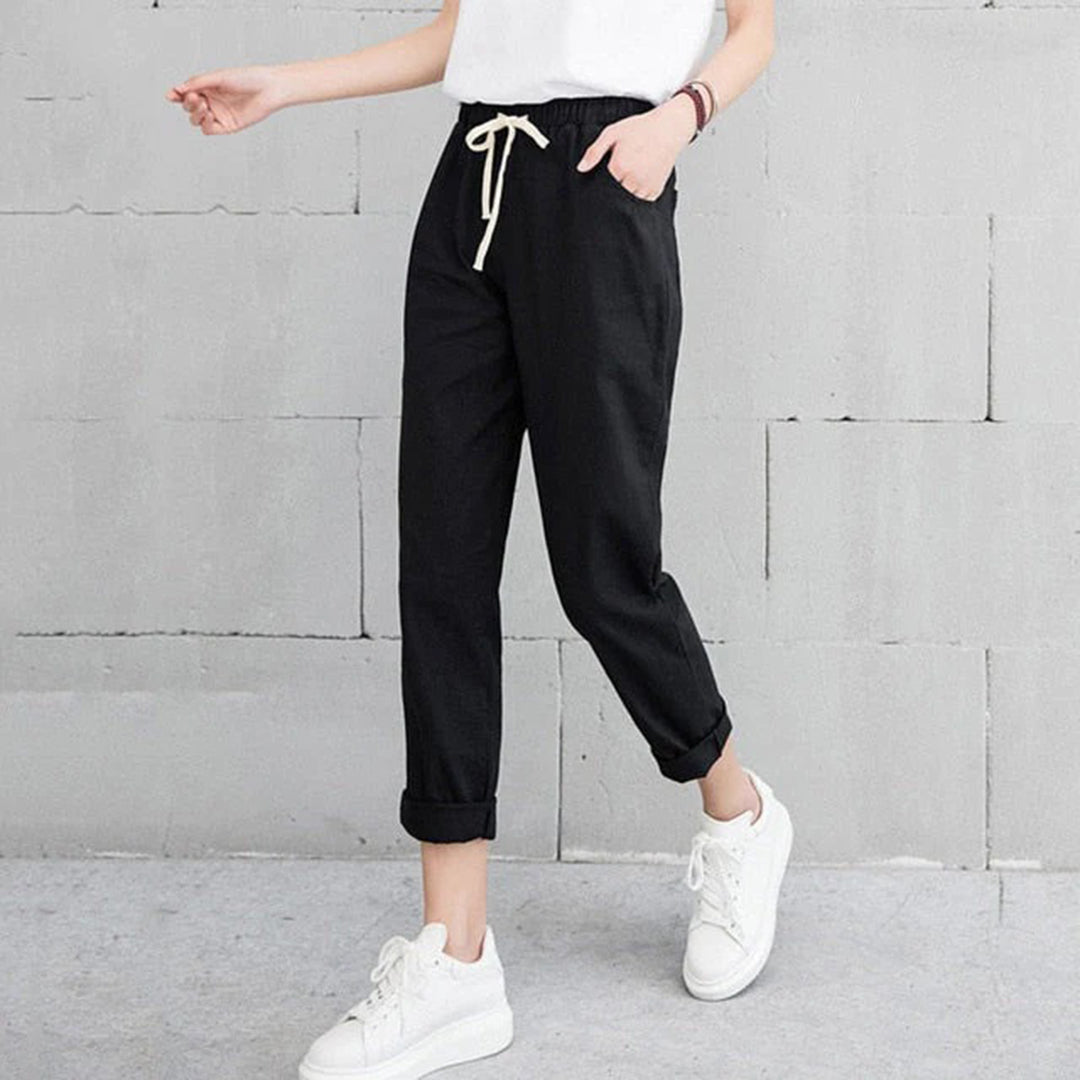 Irene - Women's Straight-Leg Trousers - Chic - Fabric - Great for Casual Days