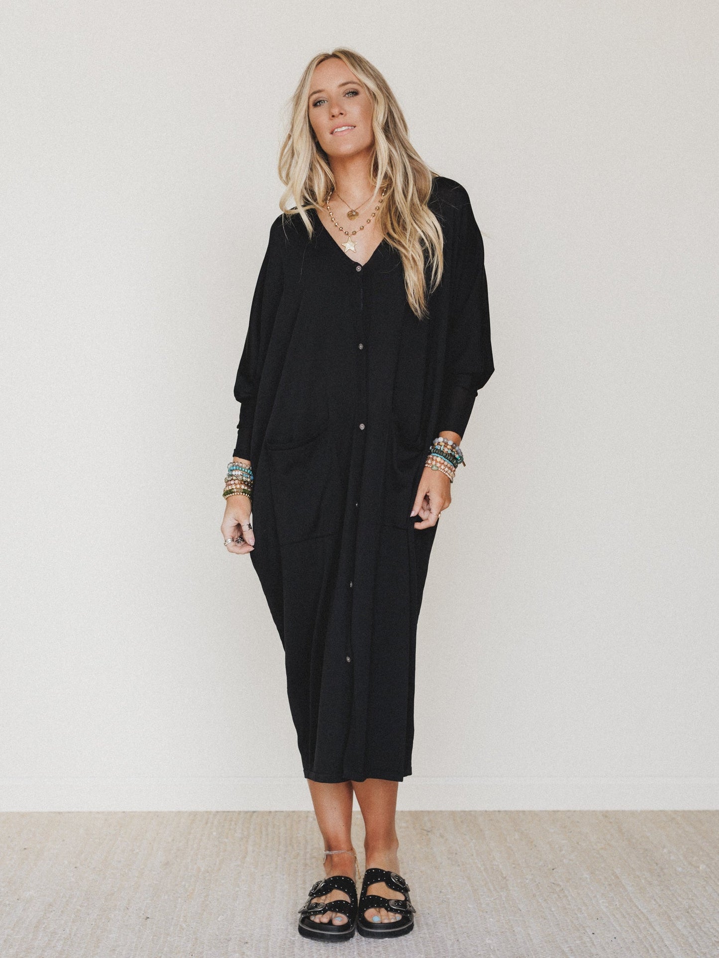 Harper Duster Dress  - Black - Pre Order