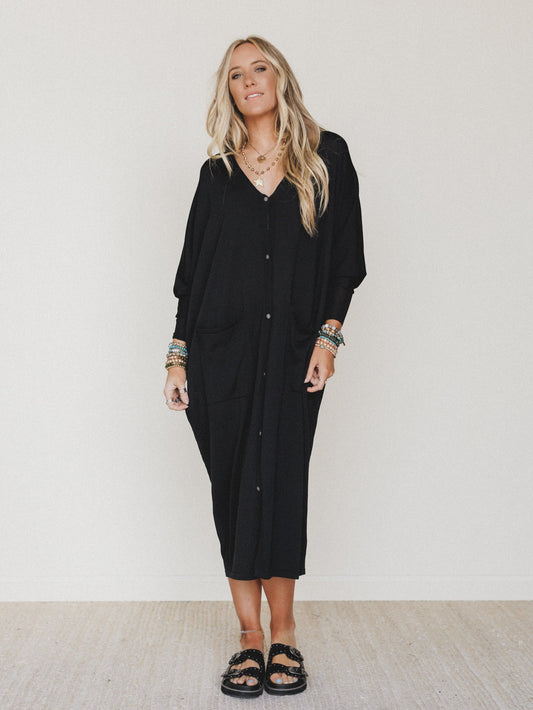 Harper Duster Dress  - Black - Pre Order