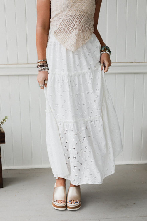 Sweet Briar Eyelet Skirt - White - Pre Order