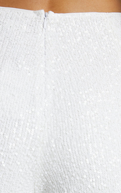 Julien Jumpsuit - Backless Wide Leg Cowl Neck Sequin Jumpsuit in White